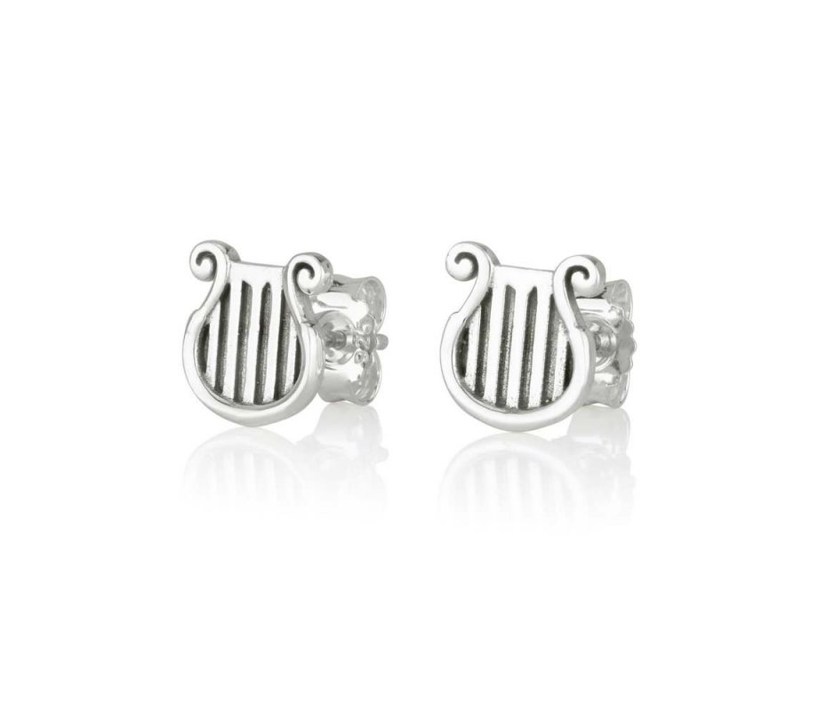 Sterling Silver Earrings - King David's Lyre Image