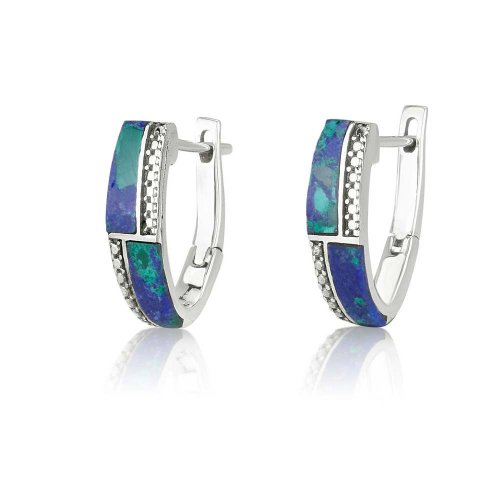 Sterling Silver Earrings - Strips of Eilat Stone and Beading
