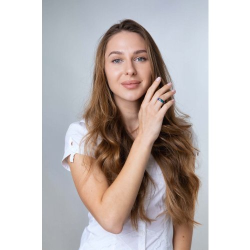 Sterling Silver Eilat Stone Ring with Diagonal Decorative Stripe