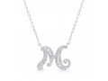 Sterling Silver Initial Letter Pendant Necklace with Glittering Zircons