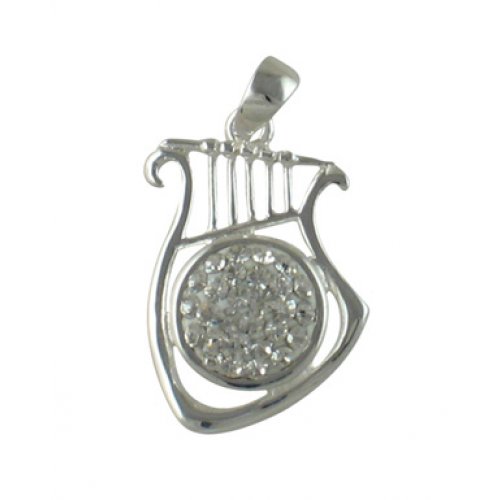 Sterling Silver Lyre Pendant with zirconium