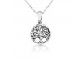 Sterling Silver Necklace - Oval Pendant with Tree of Life