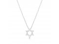 Sterling Silver Necklace - Star of David Pendant with Zircons