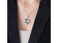 Sterling Silver Necklace, Star of David Pendant  Bead and Smooth Design