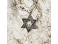 Sterling Silver Necklace, Star of David Pendant  Bead and Smooth Design