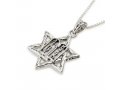 Sterling Silver Necklace, Star of David Pendant Set with Ten Commandments