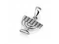 Sterling Silver Necklace with 7-Branch Temple Menorah Image Pendant