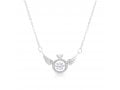 Sterling Silver Necklace with Angels Wings and Zarcons  Silver or Rose Gold