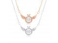 Sterling Silver Necklace with Angels Wings and Zarcons  Silver or Rose Gold