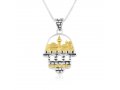 Sterling Silver Necklace with Decorative Hamsa Pendant - Gold Jerusalem Images