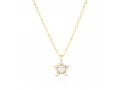 Sterling Silver Necklace with Gold Plate - Star of David Pendant with Zircons