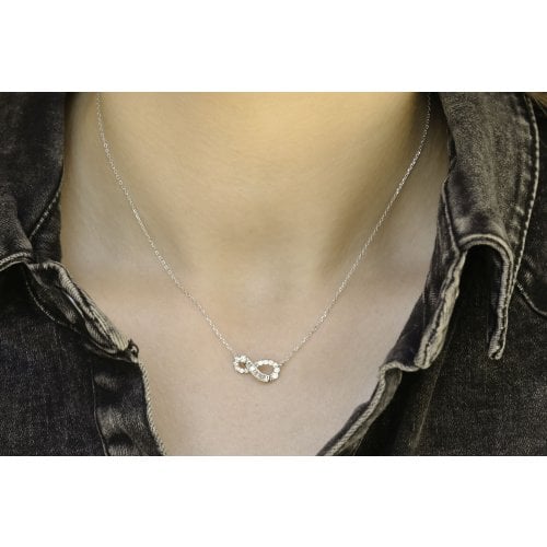 Sterling Silver Necklace with Infinity Symbol Pendant - In Yellow Gold or Silver