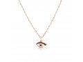 Sterling Silver Necklace with Rose Gold Plate and Zircons - Evil Eye Charm