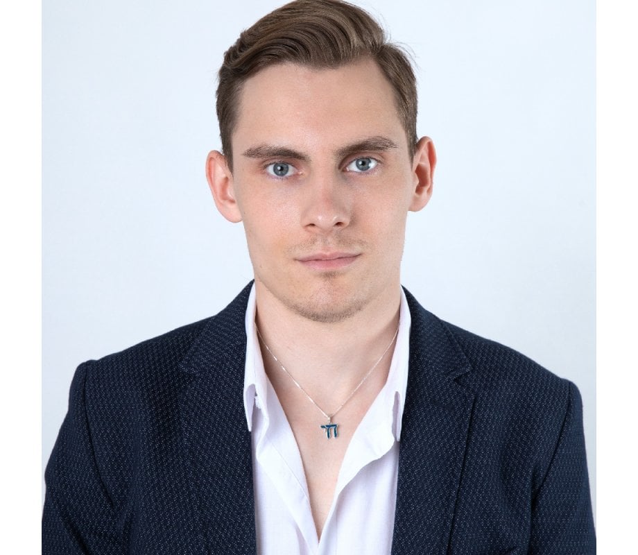 Sterling Silver Pendant Necklace - Blue Enamel Chai Letters