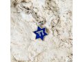 Sterling Silver Pendant Necklace - Chai on Blue Background in Star of David