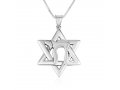 Sterling Silver Pendant Necklace - Chai on Star of David