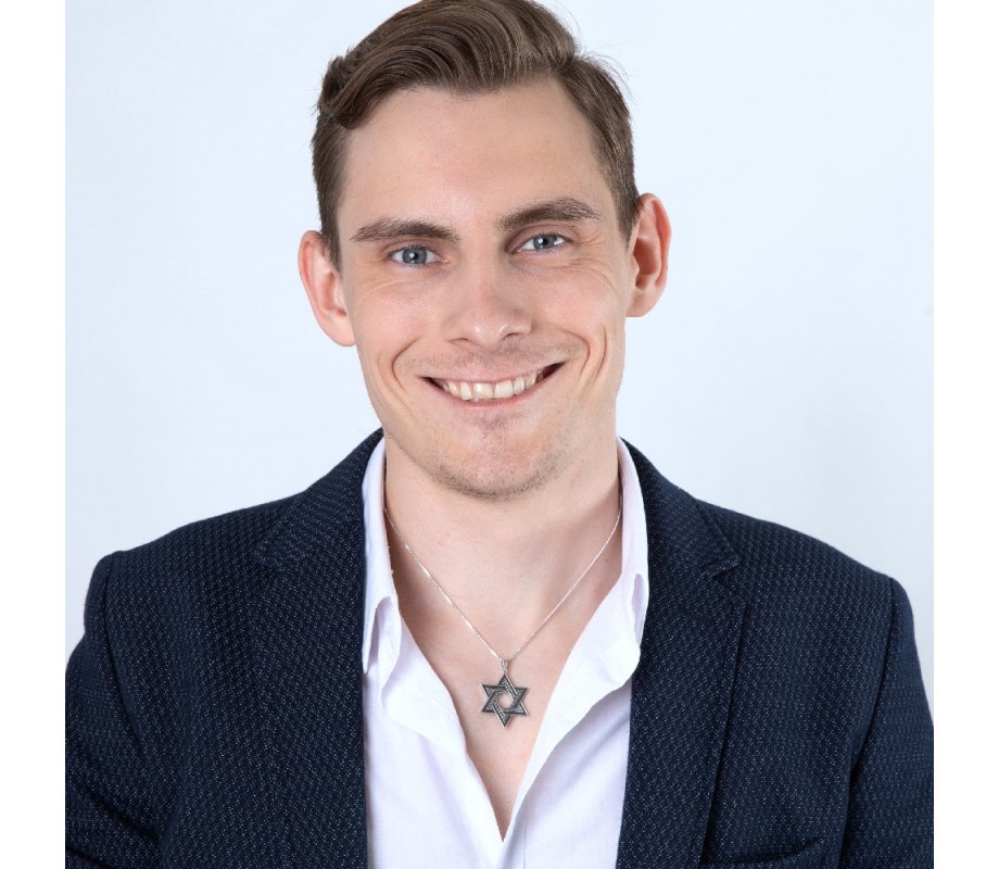 Sterling Silver Pendant Necklace - Large Star of David With Dark and Light Silver