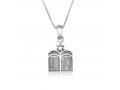 Sterling Silver Pendant Necklace - Ten Commandments Tablet Design