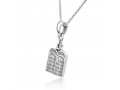 Sterling Silver Pendant Necklace - Ten Commandments Tablet Design