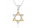 Sterling Silver Pendant Necklace - Two Toned Star of David