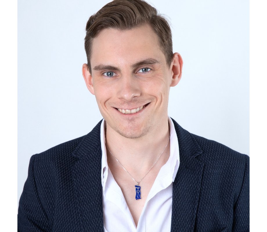 Sterling Silver Pendant Necklace, Blue Enamel - Menorah, Star and Fish Symbol