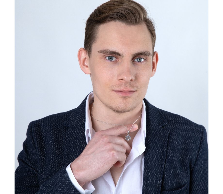 Sterling Silver Pendant Necklace, Engraved Star of David Enclosing Chai Letters