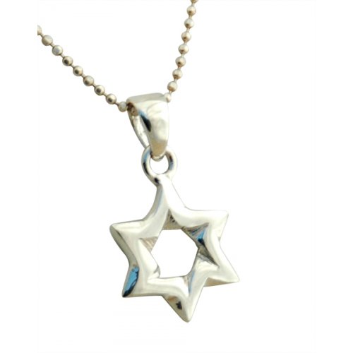 Sterling Silver Pendant Necklace, Open Star of David