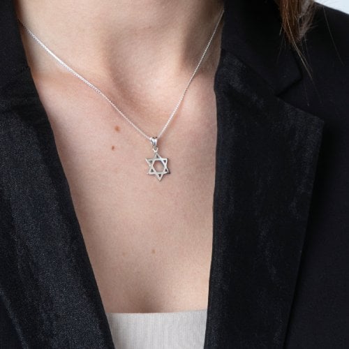 Sterling Silver Pendant Necklace, Star of David - Classic Smooth Design