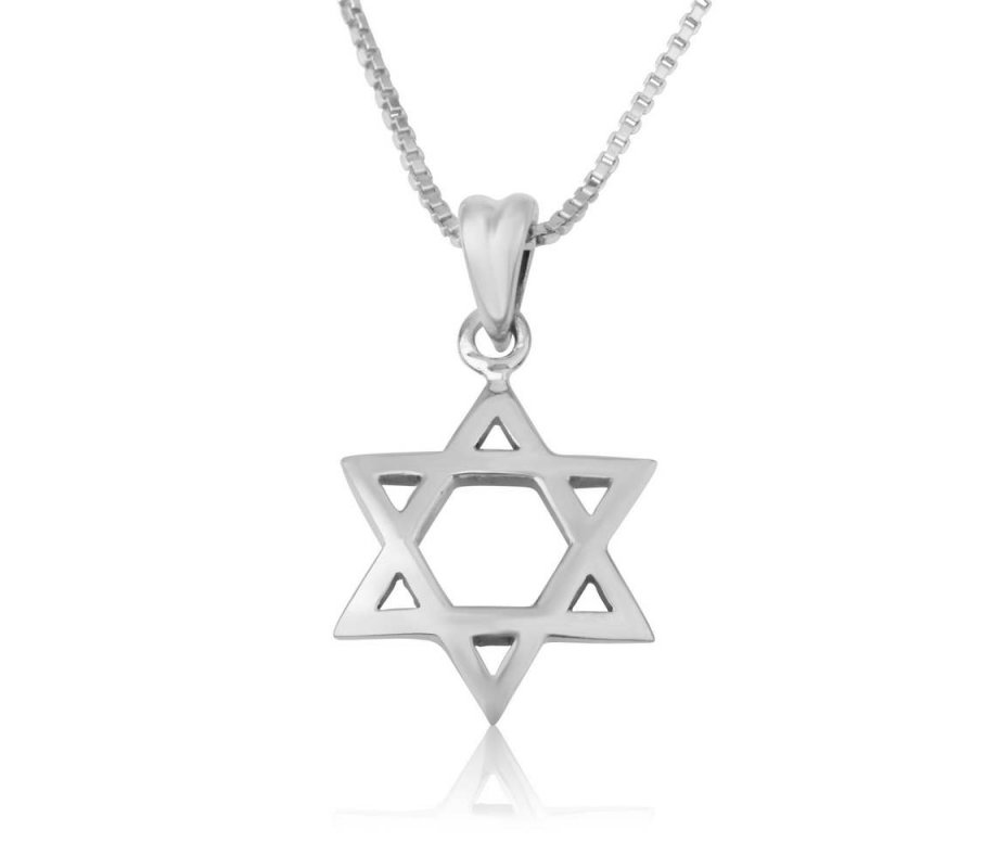 Sterling Silver Pendant Necklace, Star of David - Classic Smooth Design