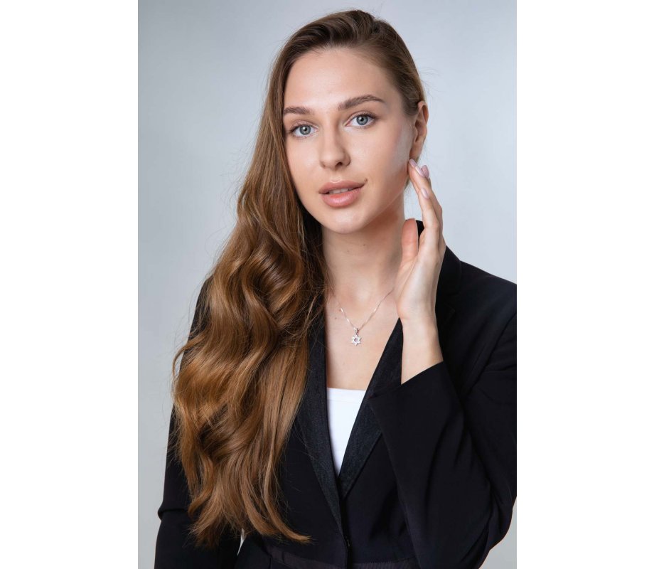 Sterling Silver Pendant Necklace, Star of David Filled With Zircon Stones