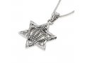 Sterling Silver Pendant Necklace with Crown in Center of Star of David