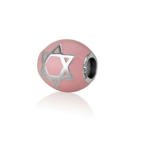 Sterling Silver Pink Enamel Star of David Charm