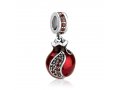 Sterling Silver Red Pomegranate Charm with stones