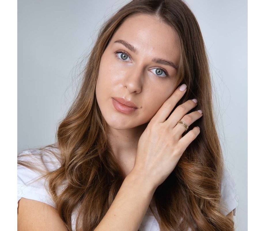 Sterling Silver Ring with Cutout Gold Plated Hebrew Ani Ledodi English Inside