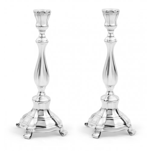 Sterling Silver Shabbat Candlesticks - Classic Smooth Design