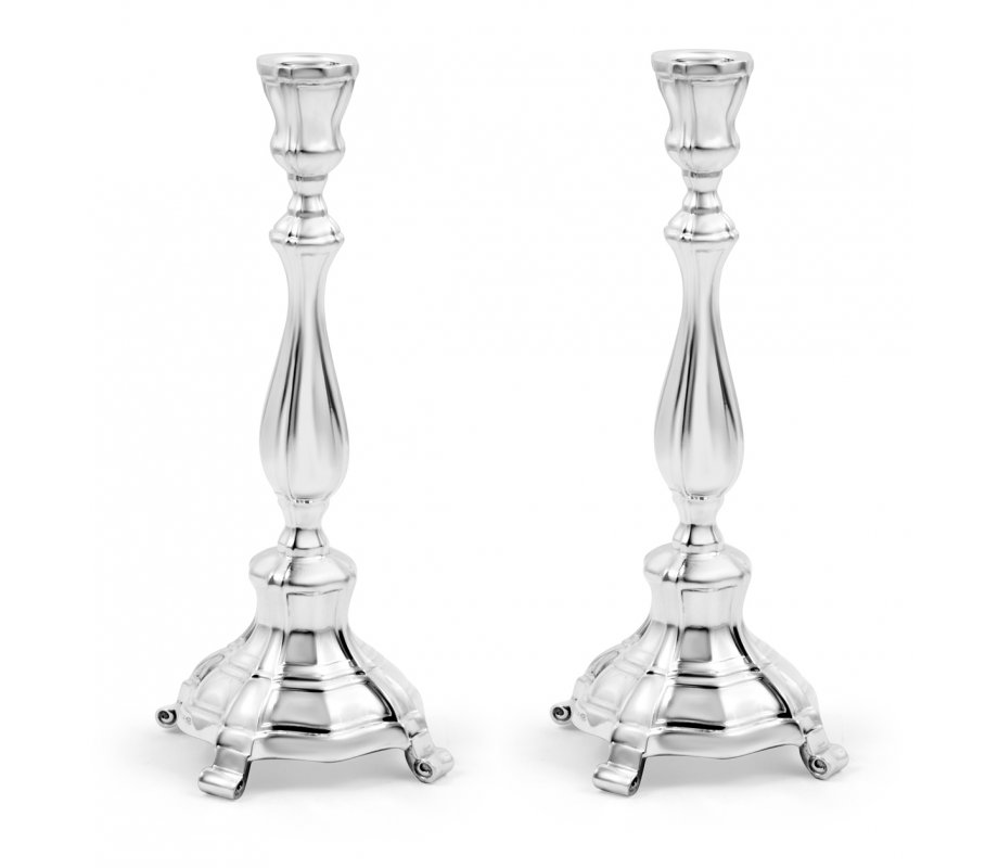 Sterling Silver Shabbat Candlesticks - Classic Smooth Design