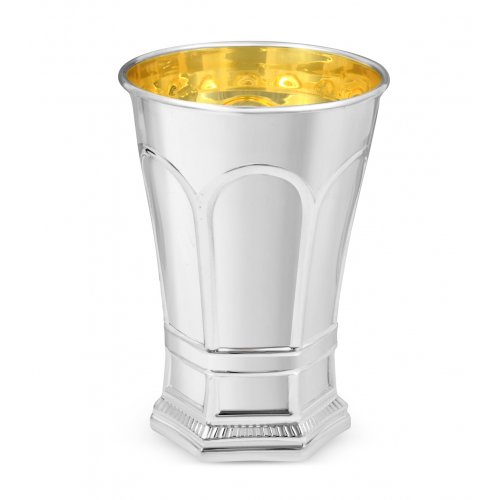 Sterling Silver Shabbat Kiddush Cup and Matching Plate - Arches Design