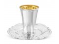 Sterling Silver Shabbat Kiddush Cup with Plate - Panel Design