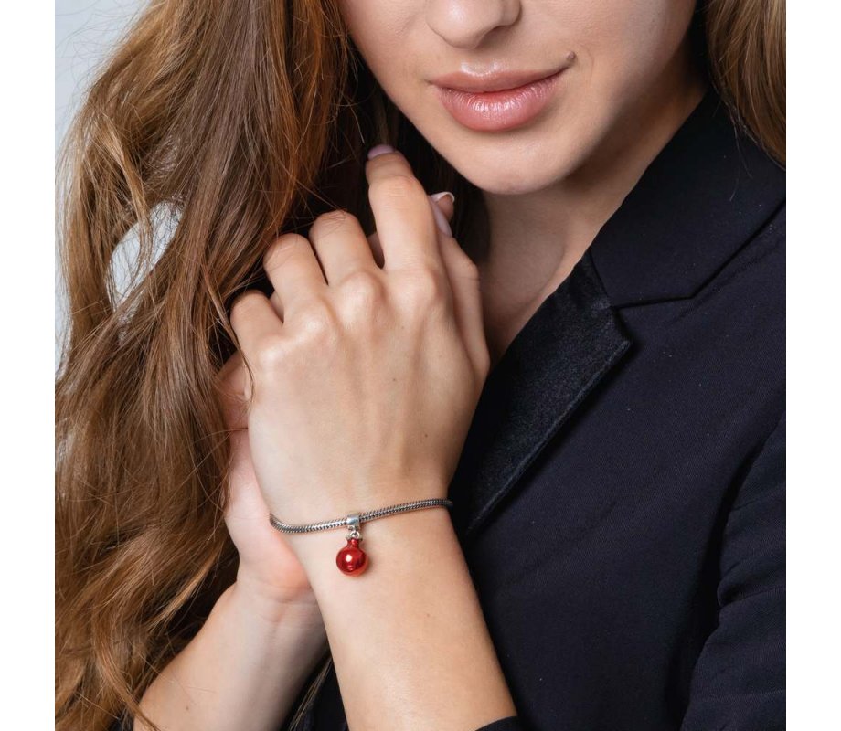 Sterling Silver Smooth Red Pomegranate Charm