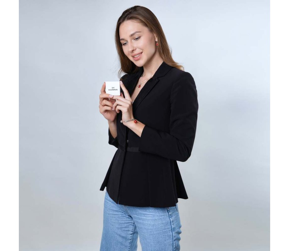 Sterling Silver Smooth Red Pomegranate Charm