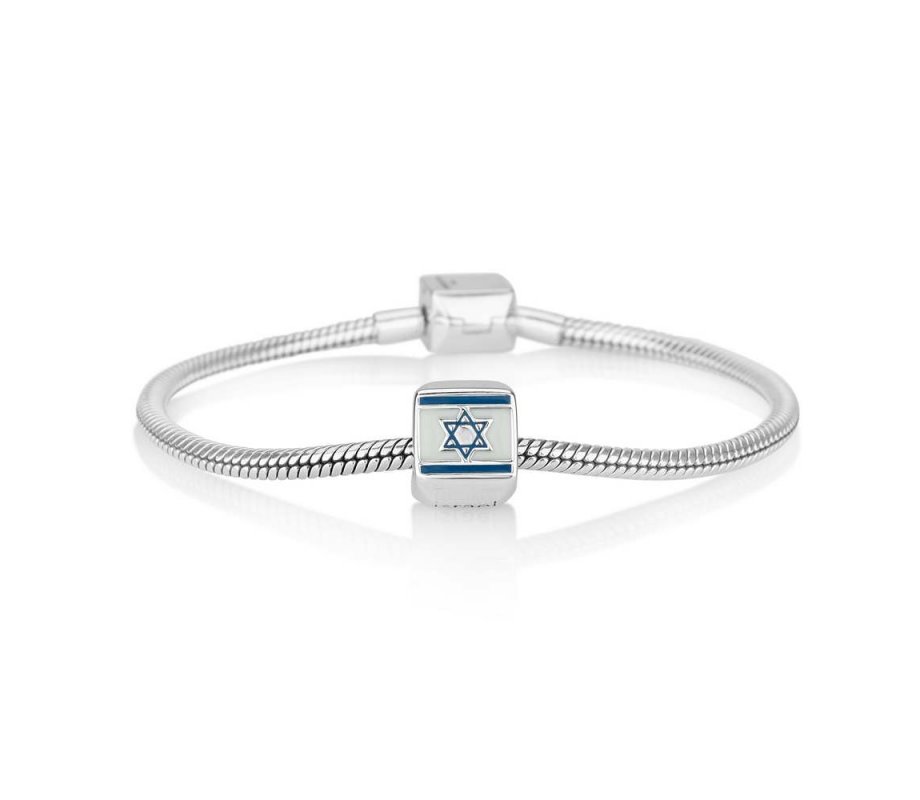 Sterling Silver Square Israel Flag Charm