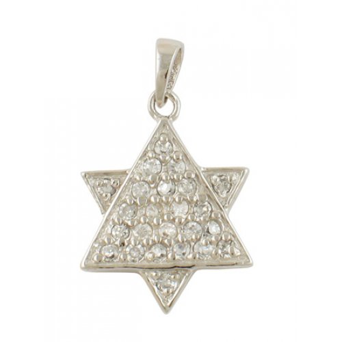 Sterling Silver Star of David Pendant Filled with Zirconium