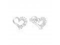 Sterling Silver Stud Earrings with Zircons, Heart Shape - Gold Plated or Silver