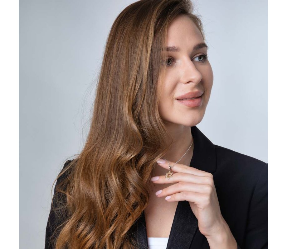 Sterling Silver and Gold Plated Pendant Necklace – Double Stars of David