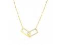 Sterling Silver or Yellow Gold Necklace with Zircon Pendant of Linked Rectangles