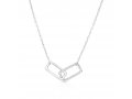 Sterling Silver or Yellow Gold Necklace with Zircon Pendant of Linked Rectangles