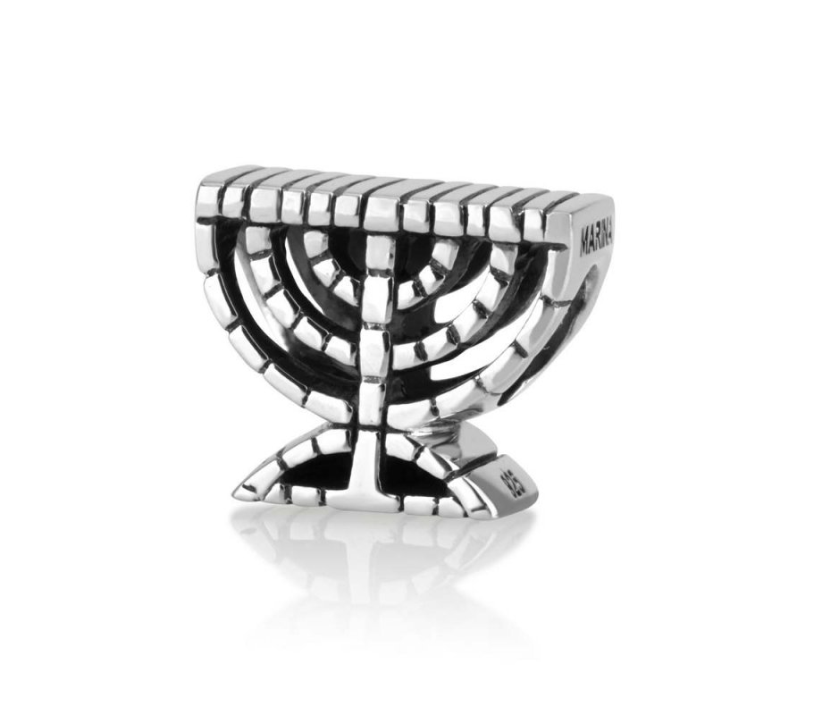 Sterling Temple Menorah Charm