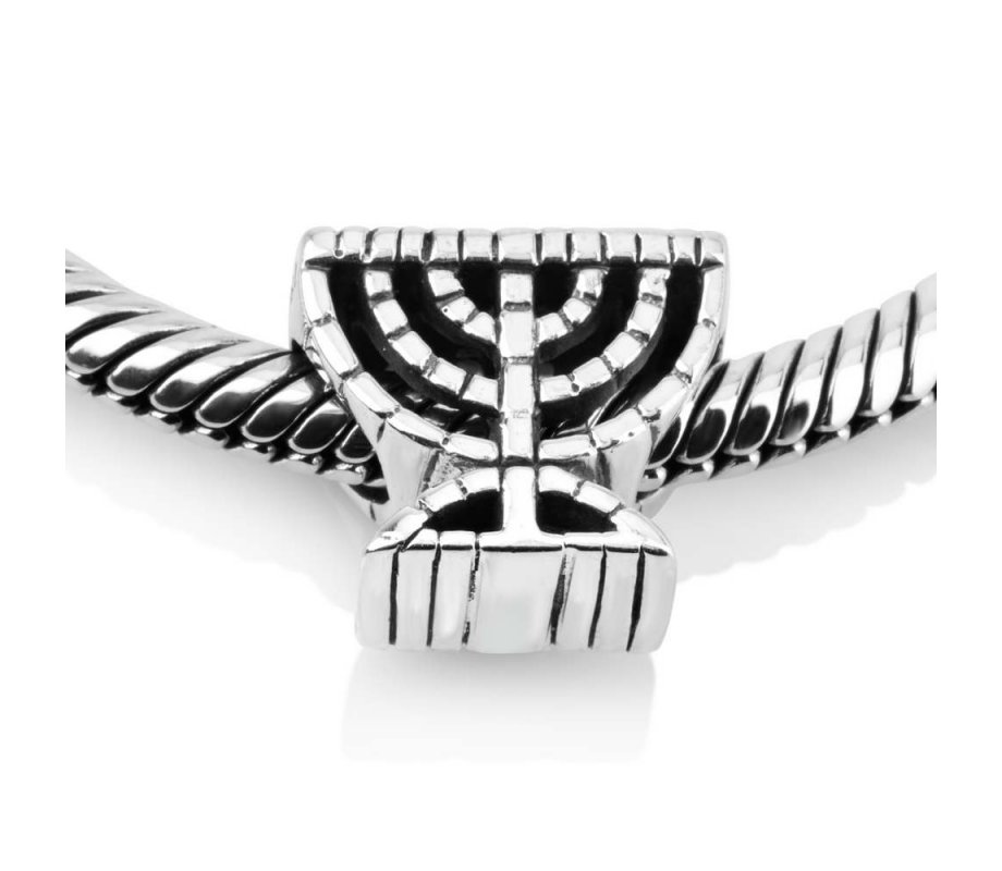 Sterling Temple Menorah Charm