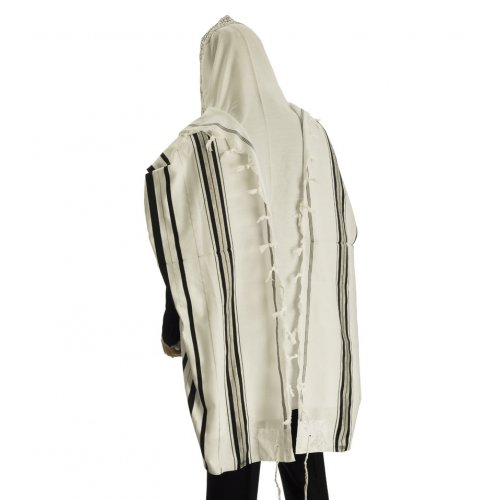 Talitnia Acrylic Tallit Imitation Wool Prayer Shawl - Black & Silver Stripes