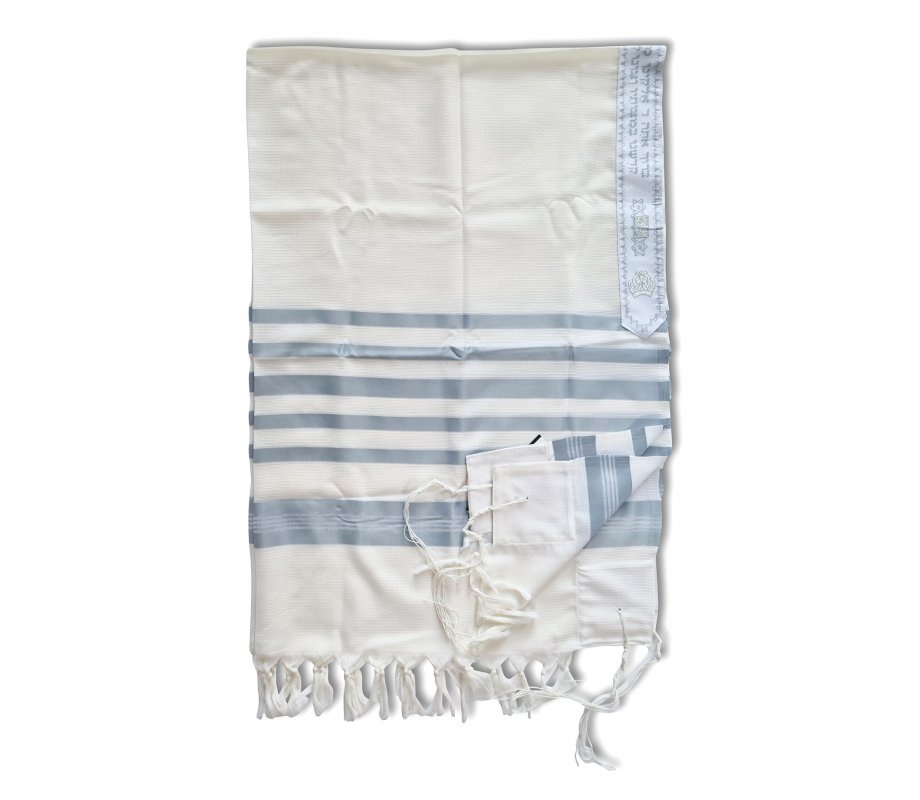Talitnia Barak Non Slip Lightweight Wool Tallit Prayer Shawl - Light Blue Stripes